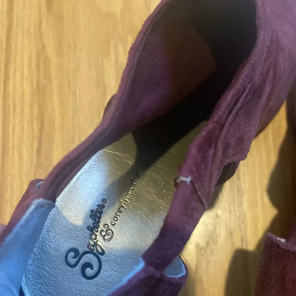 Seychelles x Corey Lynn Calter collab burgundy heels pointed, open areas sz 10